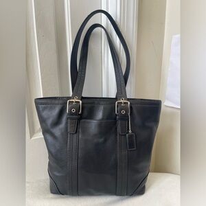 Coach Hampton Vintage Black Leather Tote